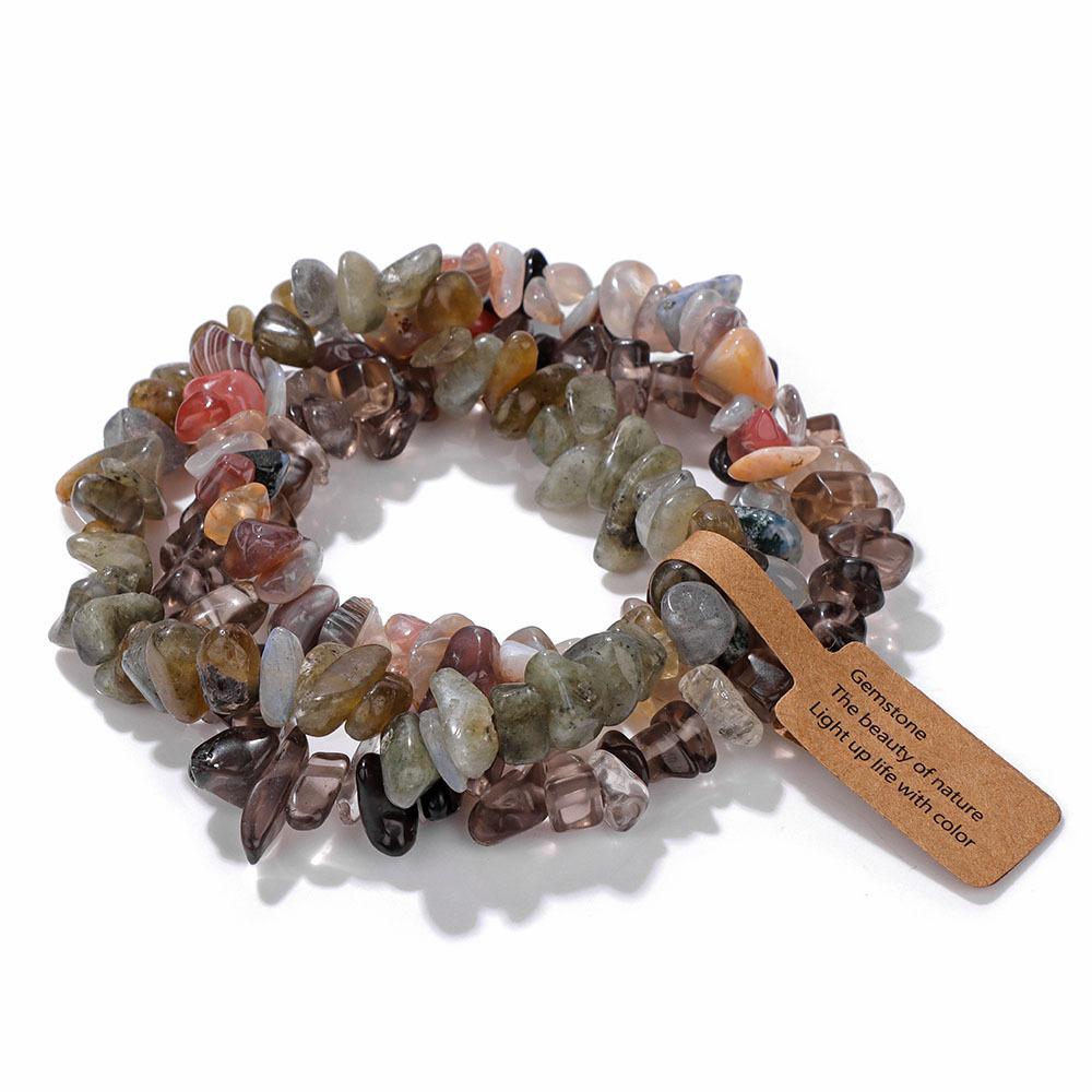 Natural stone bracelet beaded natural gravel elastic stacking wearing versatile high-end light luxury hot-selling bracelet