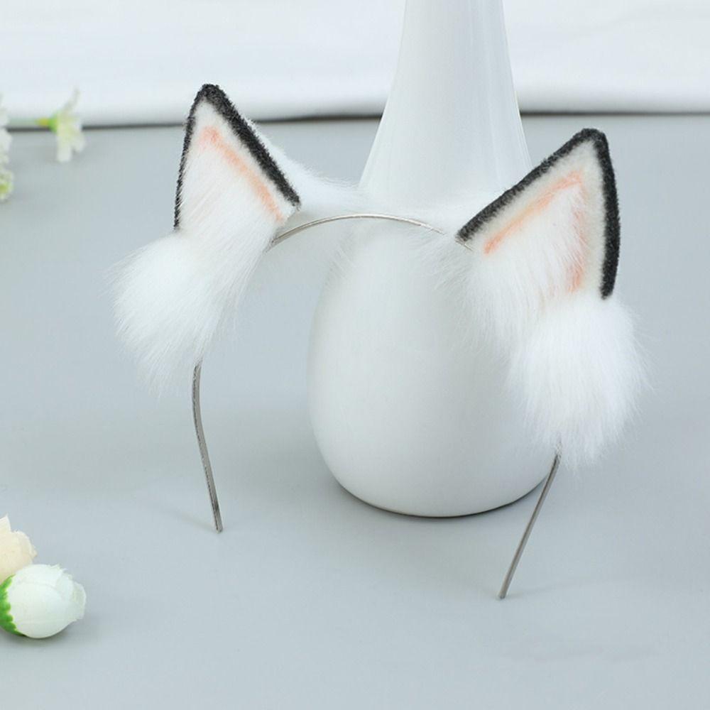 Black White Idol Doll Headwear Cat Ear Cat Wolf Ears Headwear for Cotton Doll Girl Gift