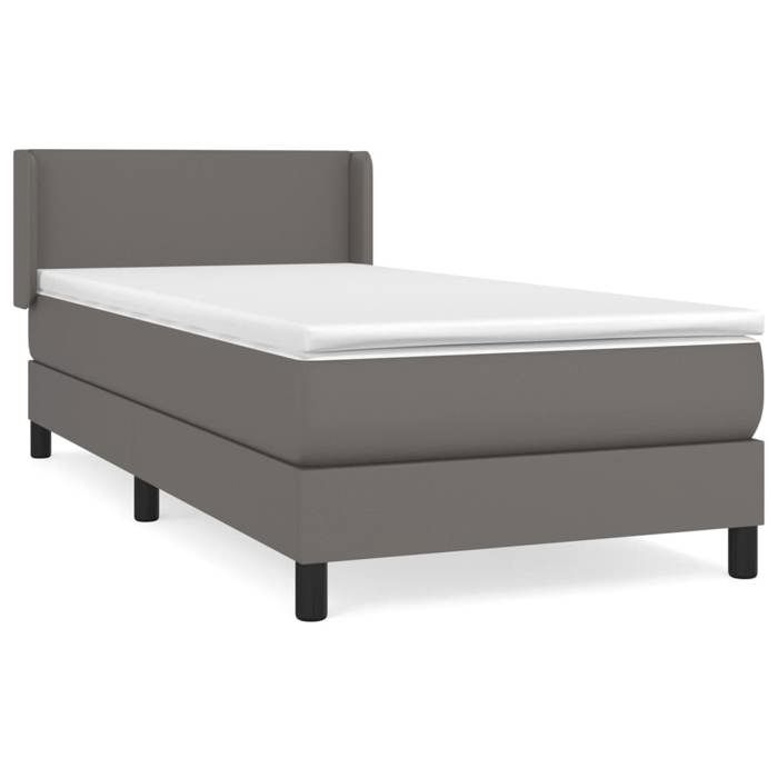 Maison Exclusive - Bed Slatted Base with Mattress Grey 90x200 Cm Faux Leather