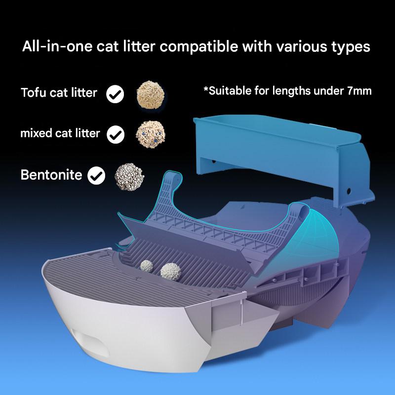Smart Cat Toilet Extra-Large Fully Automatic Cat Litter Box Fully Enclosed Electric Deodorizing Scooping Machine Cat Care Kit