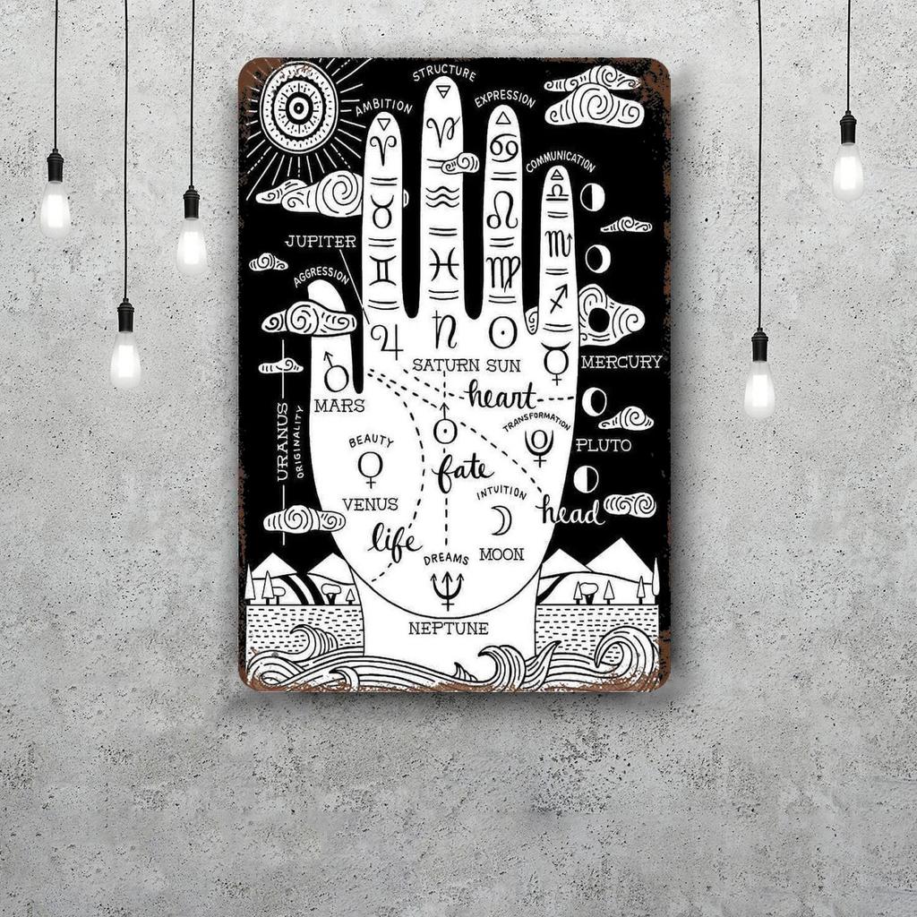 Palmistry Classic Poster Rusty Metal Plaque Retro Decorative Plate Bar Man Cave Garage Club Metal Sign Wall Decoration