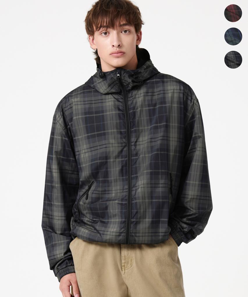 TRILLION City Utility Check Hooded Windbreaker_3Color