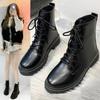 Thick Heel Thick-soled Martin Boots Women's 0000 Winter New Retro Versatile Lace-up British Style Short Martin Boots