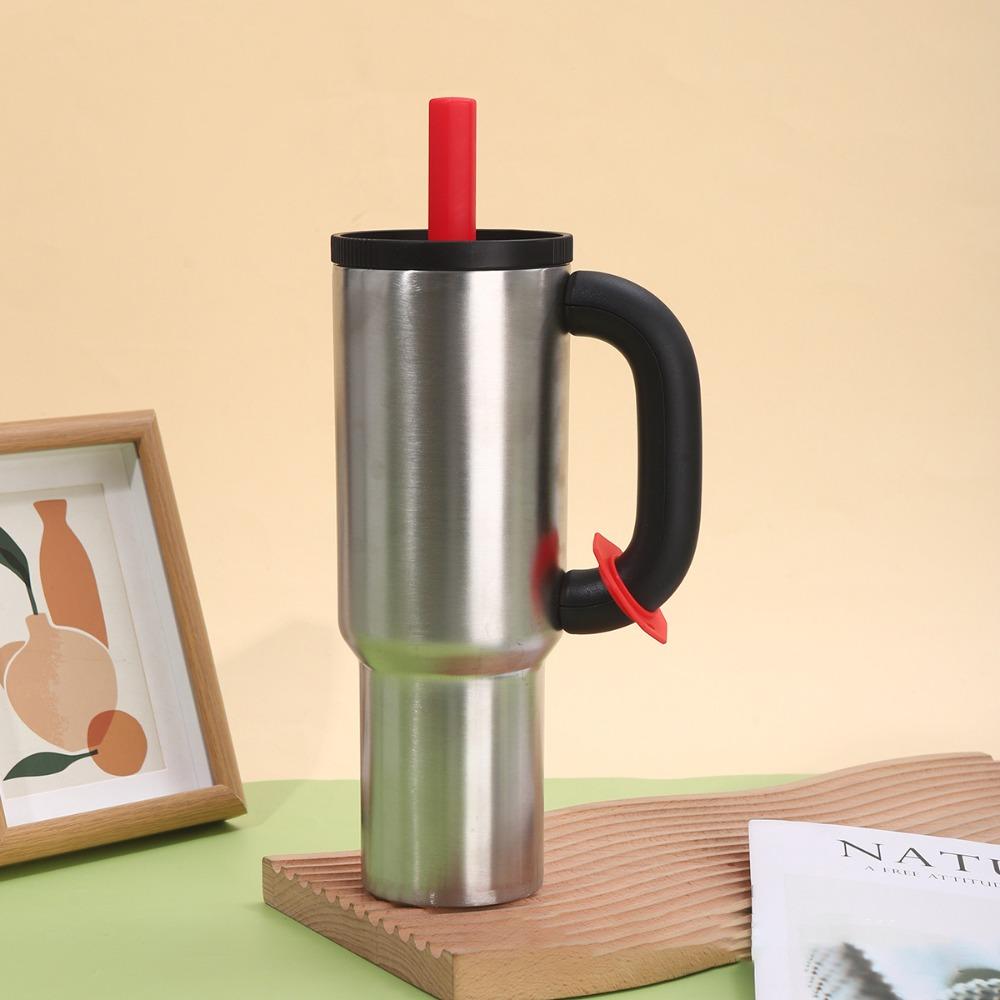 New Dopamine Vacuum Straw Cups Double-layer Large Capacity Straw Insulated Ice Cup Stainless Steel Portable Insulated Cup