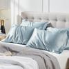EHEYCIGA Satin King Pillow Cases Set of 2, Soft Pillowcases for Hair and Skin Similar to Silk, Blue Pillow Case 2 Pack with Envelope Closure, 20X40