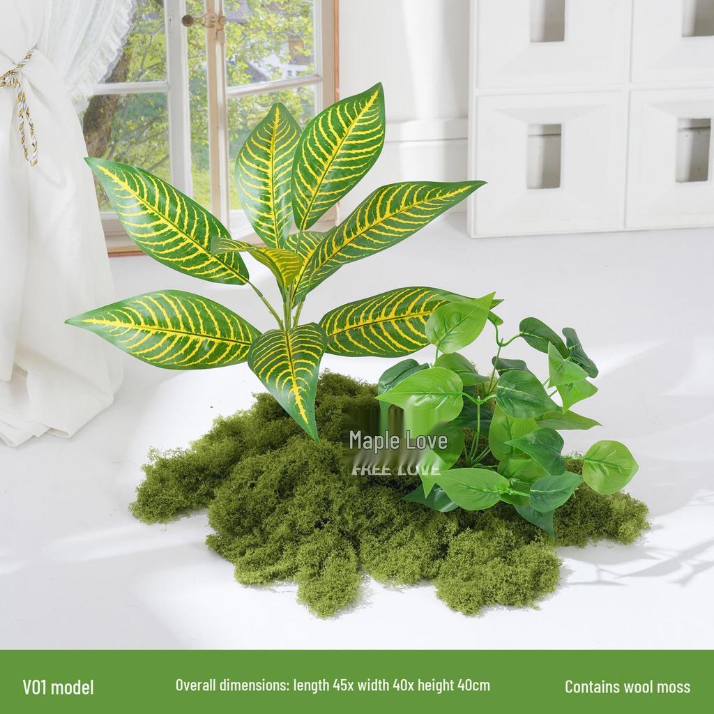 Luxury Faux Green Plant and Flower Decor - Indoor Moss and Grass Clusters for Elegant Landscaping.