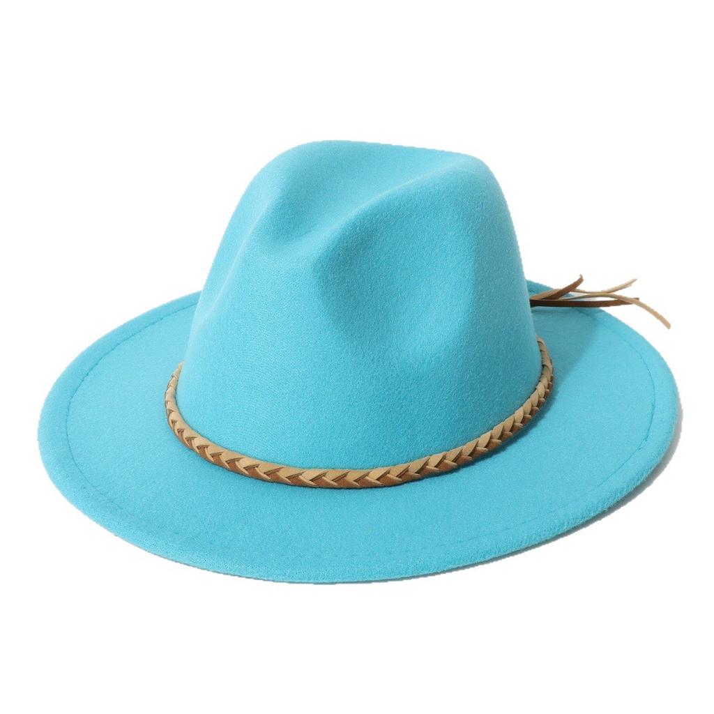 Western cowboy hat, vintage wide-brimmed jazz woolen hat, men's ribbon felt hat, Mongolian street dance Tibetan knight hat