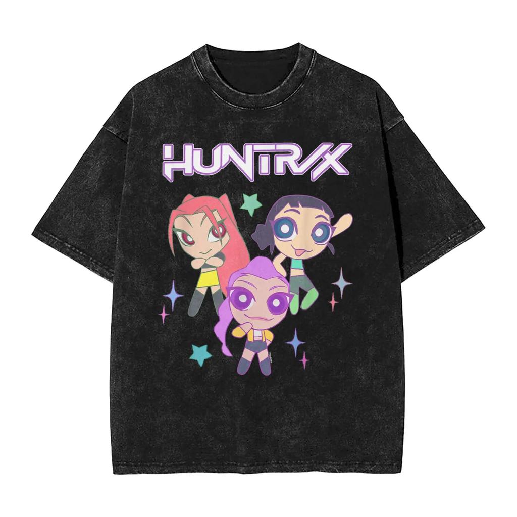 Huntrix Kpop Demon Hunters Mira Rumi  Zoey T Shirt Summer Washed T-Shirts Casual Hippie Tee Shirt for Men Print Top Tees 2025