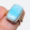 Natural Larimar Gemstone 925 Solid Sterling Silver TwoTone Gift Ring S.6 l1Q51