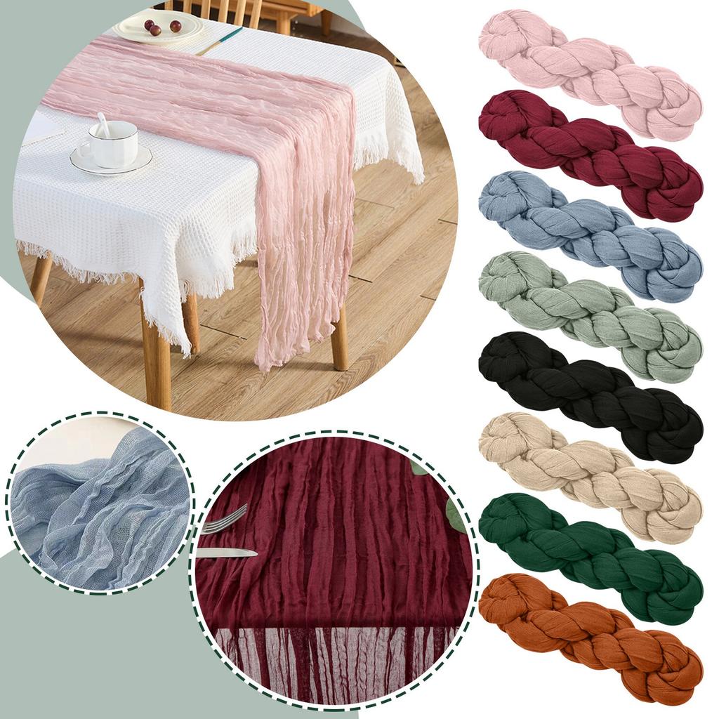Cheese Cloths Table Runner,70'' Boho Table Cloth Decorations For Party, Baby Shower, Wedding And Farmhouses, Fabric Room Decor