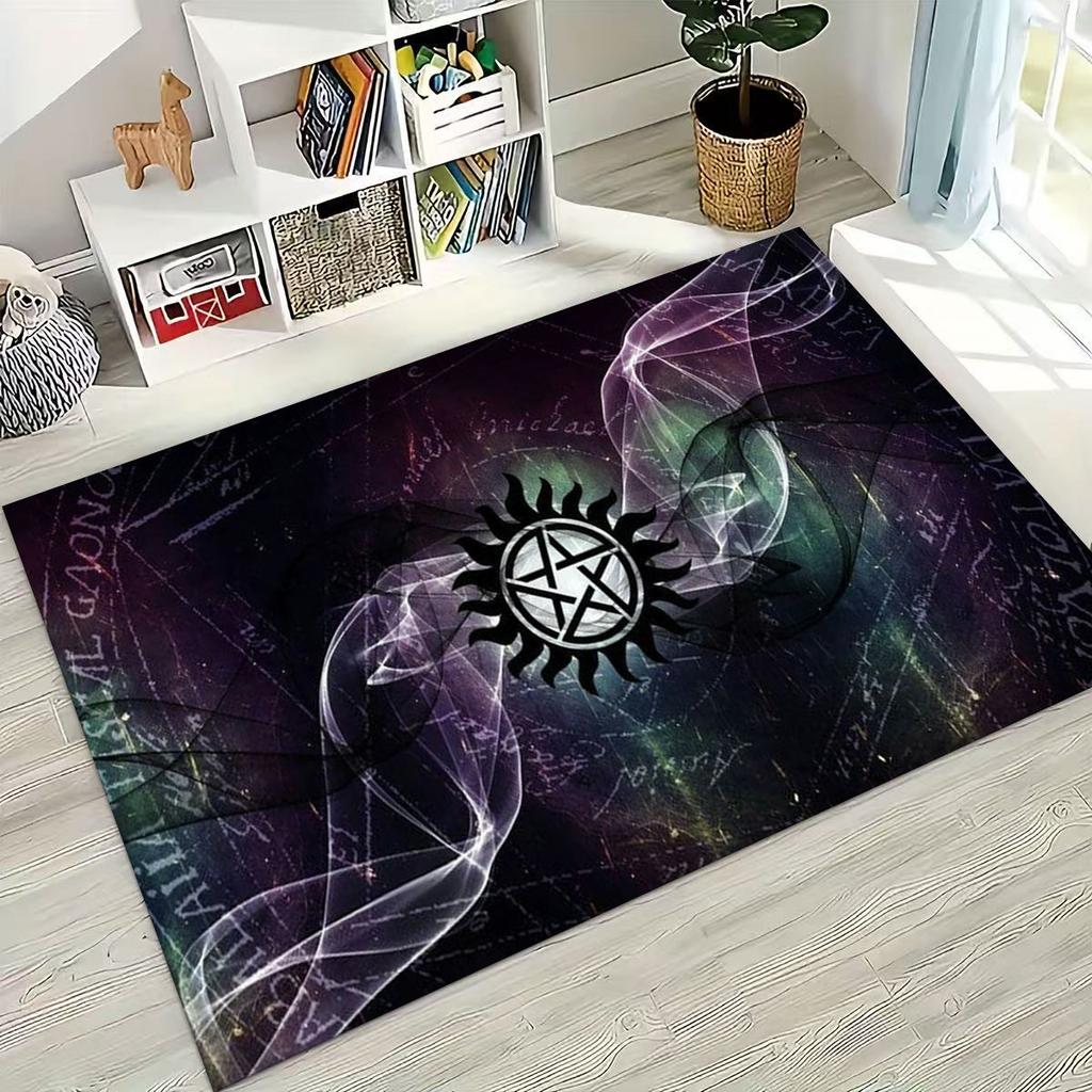 Tapete SPN Supernatural Dean Sam Winchester Castiel para Quarto Sala Sofá Casa Capacho Decoração, Tapete de Chão Grande Antiderrapante para Crianças