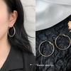 Double Layer Geometric Hoop Earrings - Women's Light Luxury Versatile Ear Cuffs, European & American Style, Exaggerated Circle Dangles Jewelry.