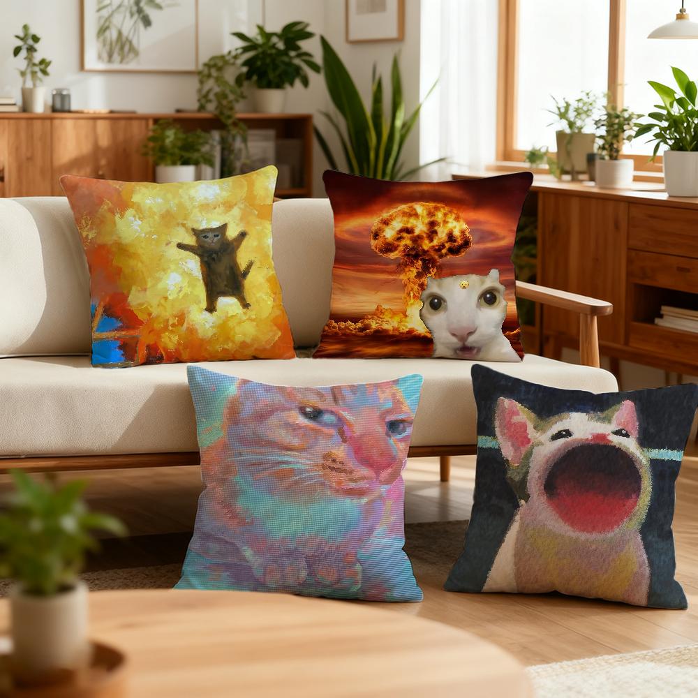 Funny Cat Emojis Boom Cushion Cover Decoration Room Shop Car Best Home Office Coffee Pillow Sofa Printing Nordic Simplicity Hit