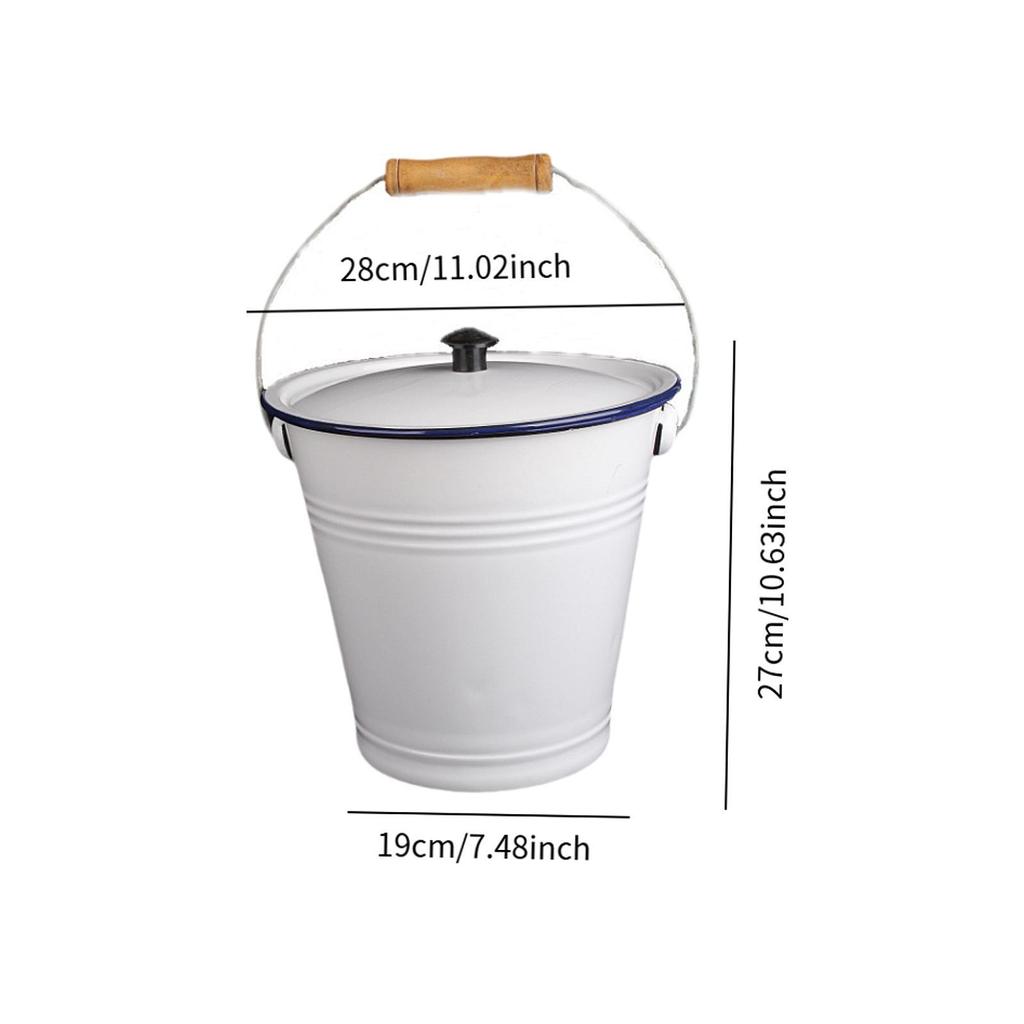 Enamel Bucket Ice with Lid Rustic Rice Container Liquid Storage Cans for Bridal