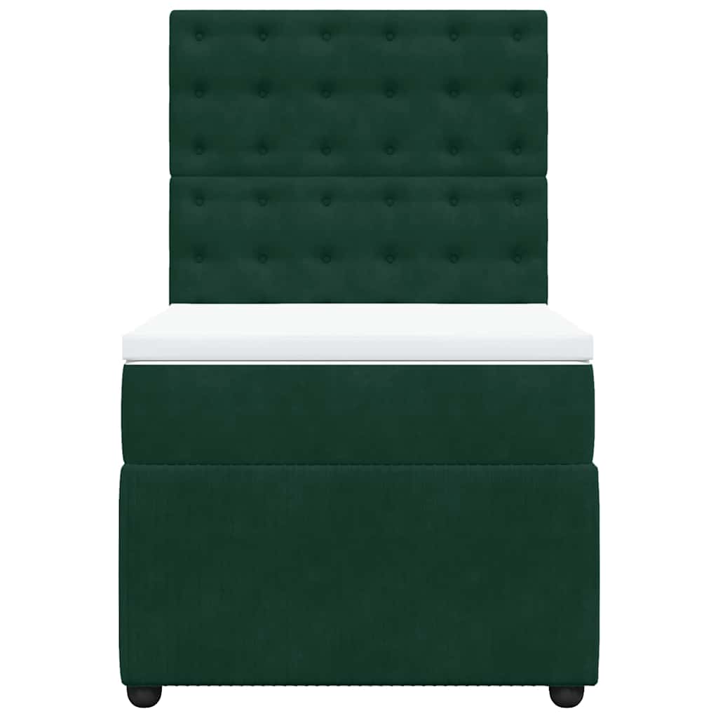 Box Spring Bed with Mattress Dark Green 80 x 200 cm Velvet