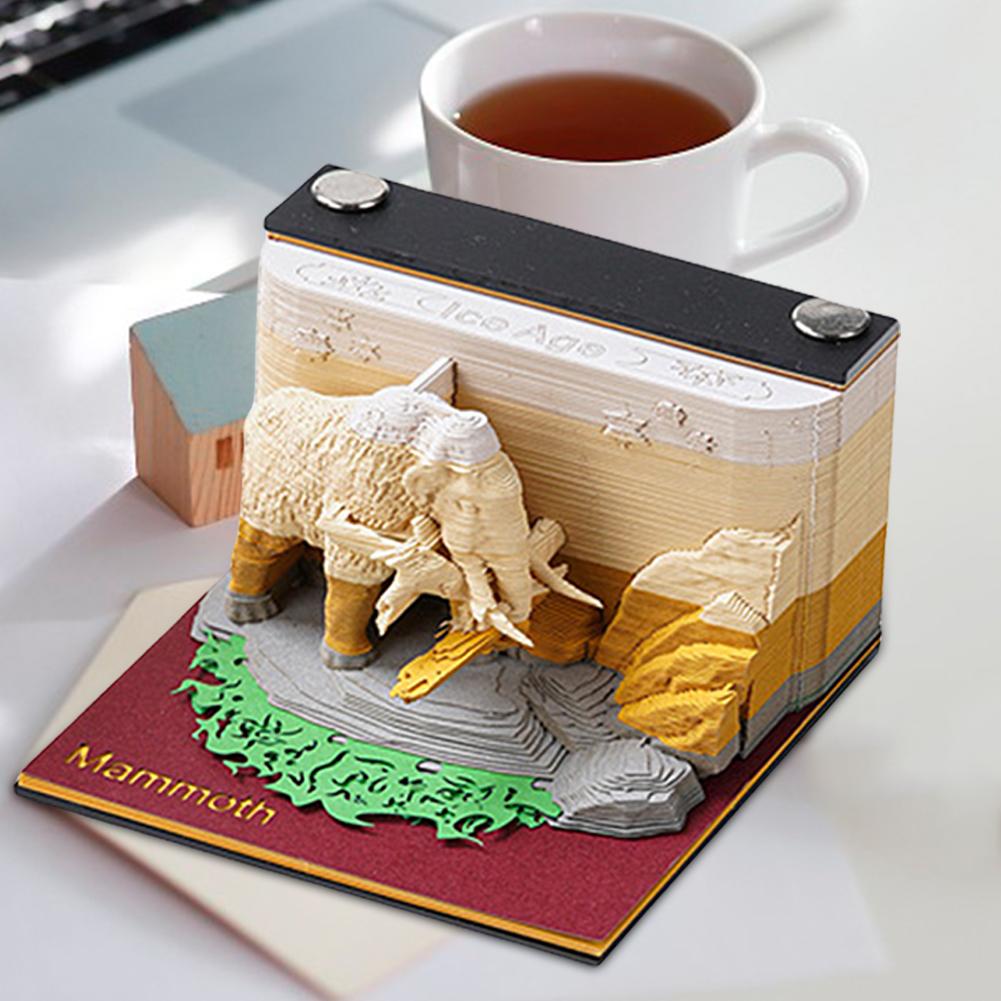 Kreativer 3D-Kunstkalender für 2025. Handgerissenes Papierschnitzerei-Desktop-Ornament und multifunktionales Schreibtisch-Accessoire