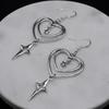 Elegant Harajuku Dark Style Heart Cross Tassel Earrings for Women