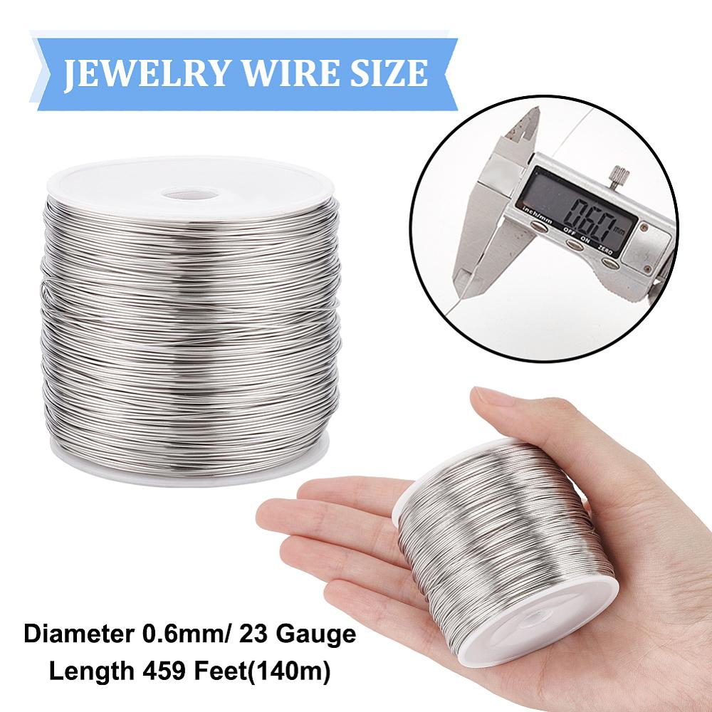 304 Stainless Steel Wire, Round, Stainless Steel Color, 22 Gauge, 0.6mm, About 459.32 Feet(140m)/Roll