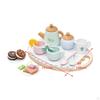 Wooden Tea Set for Little Girls Wood Toy 16 Pieces Kids Kitchen Accessories Play Food