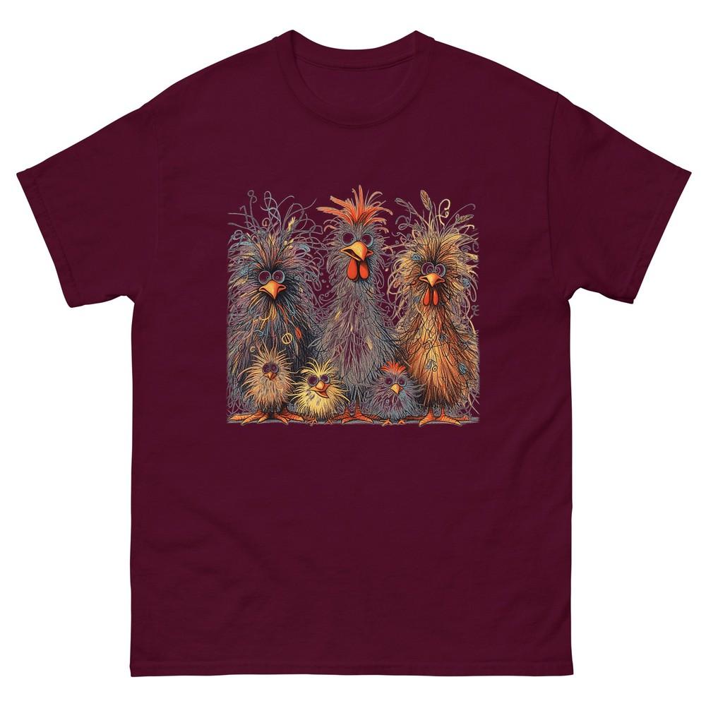 Eagerlys Colorful Funny Chicken Art Crazy Chicken Family Tshirt S