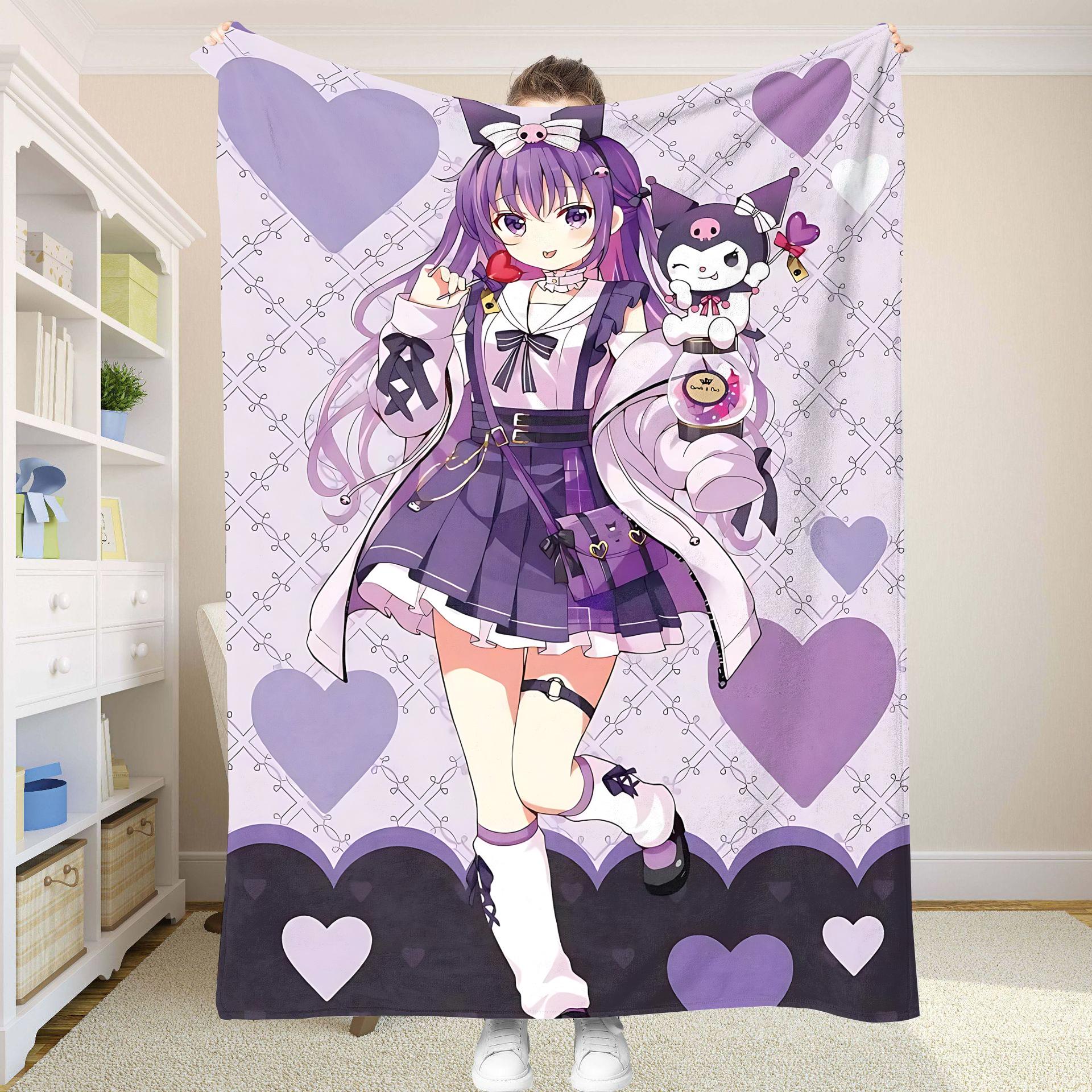 

Anime Girl and Blankets for Baby Sofa Blanket Summer Comforter Bedspread on the Bed Bedspreads Throw & Throws Double Decorative 75x90cm