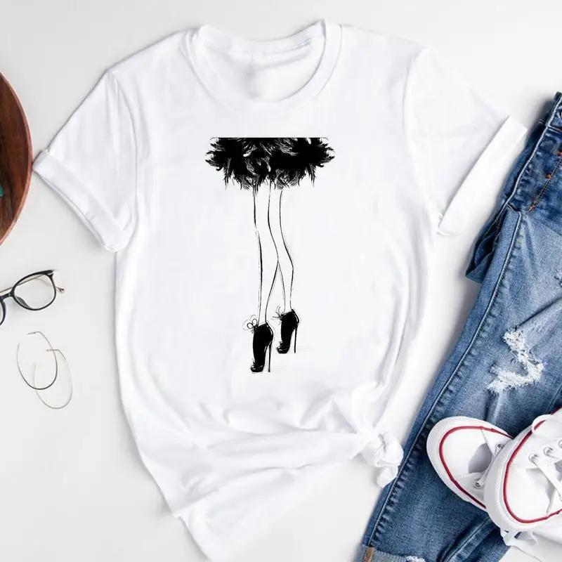 T-shirt Estiva alla Moda con Stampa di Ragazza del Caffè Cartone Animato, Top Casual da Donna, Magliette Grafiche Vintage, Maglietta Pro Choice