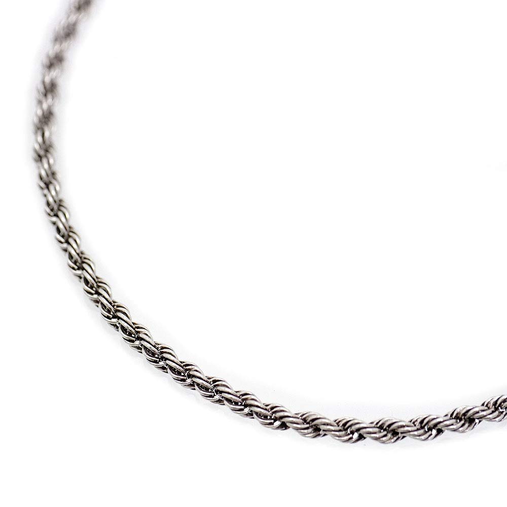 Silver One Silver 925 Pipe Rope Chain Necklace for Men, C3 [Silver, 3mm Width, 50cm Length] with Clasp