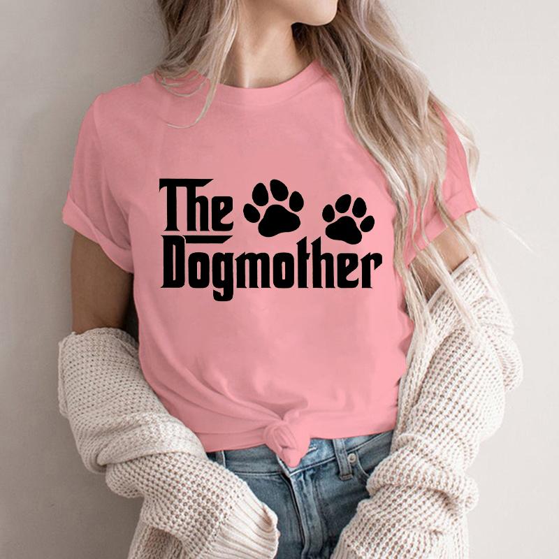 Women Vintage Puppy Paw Graphics Fun Letter Print T Shirts Crewneck Short Sleeve Dog Mama Life Streetwear Fashion Ladies Tshirts