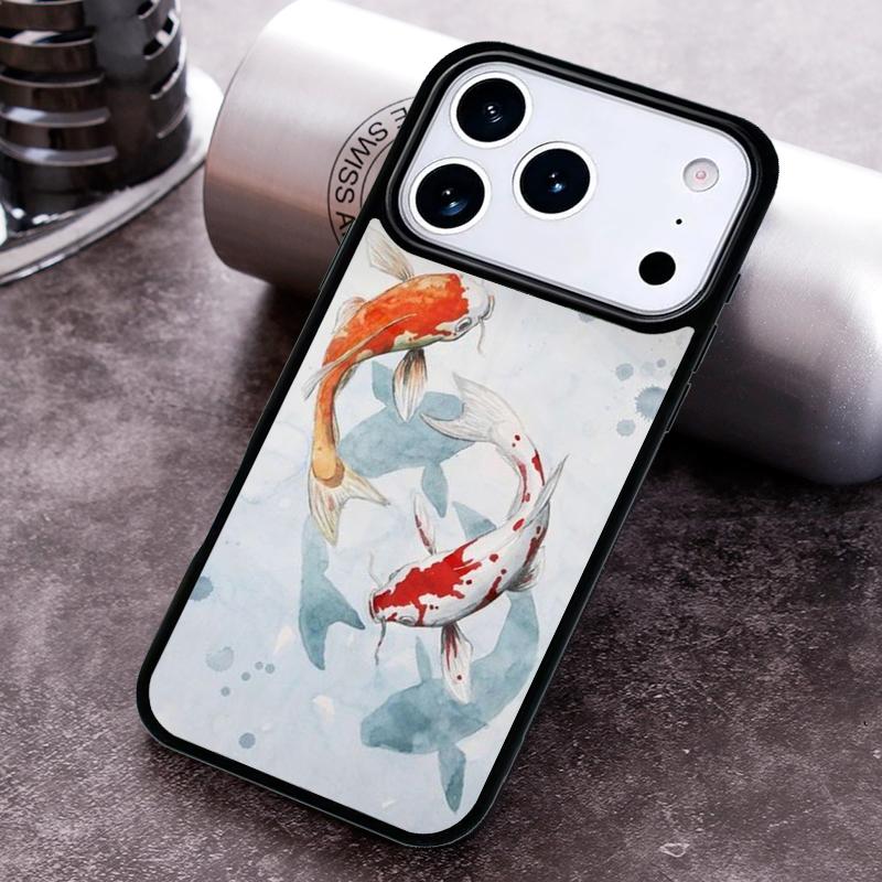 Ying Yang Koi Fish Phone Case For iPhone 17,16e,15,14,13,12,11,Mini,Pro,MAX soft Silicone Cover