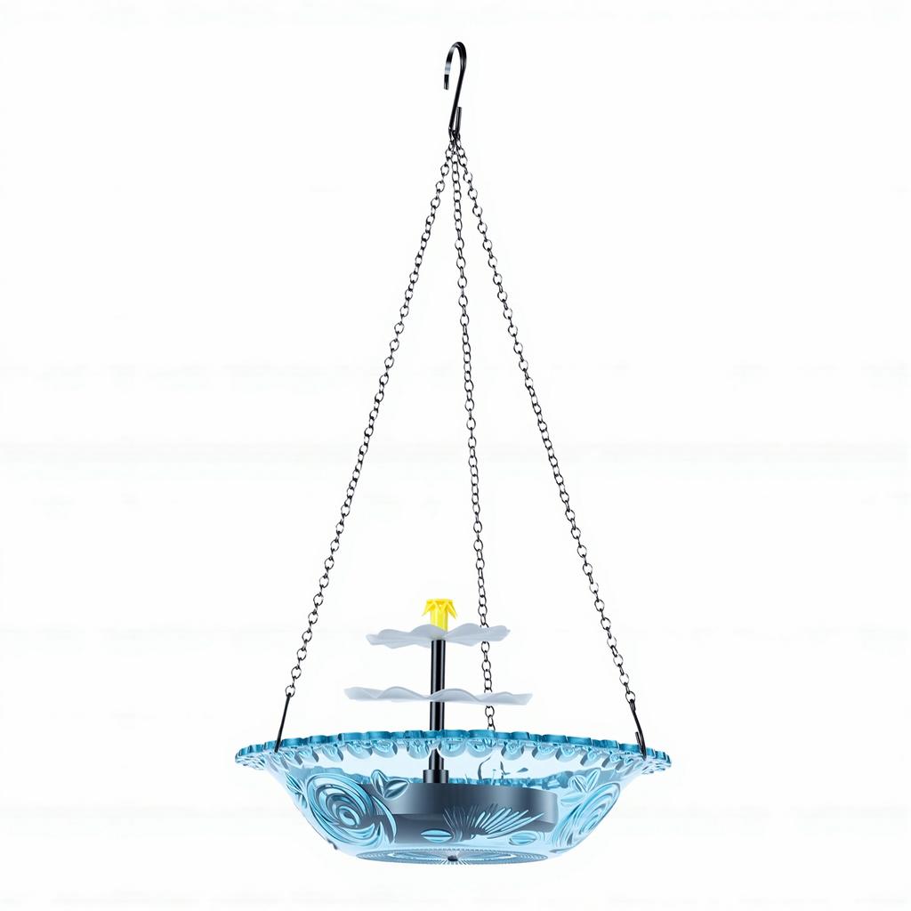 Solar Cascade Hanging Bird Bath Fountain Outdoor Solar Powered Cascade Fountain Bird Bath for Garden Backyard Patio Lawn