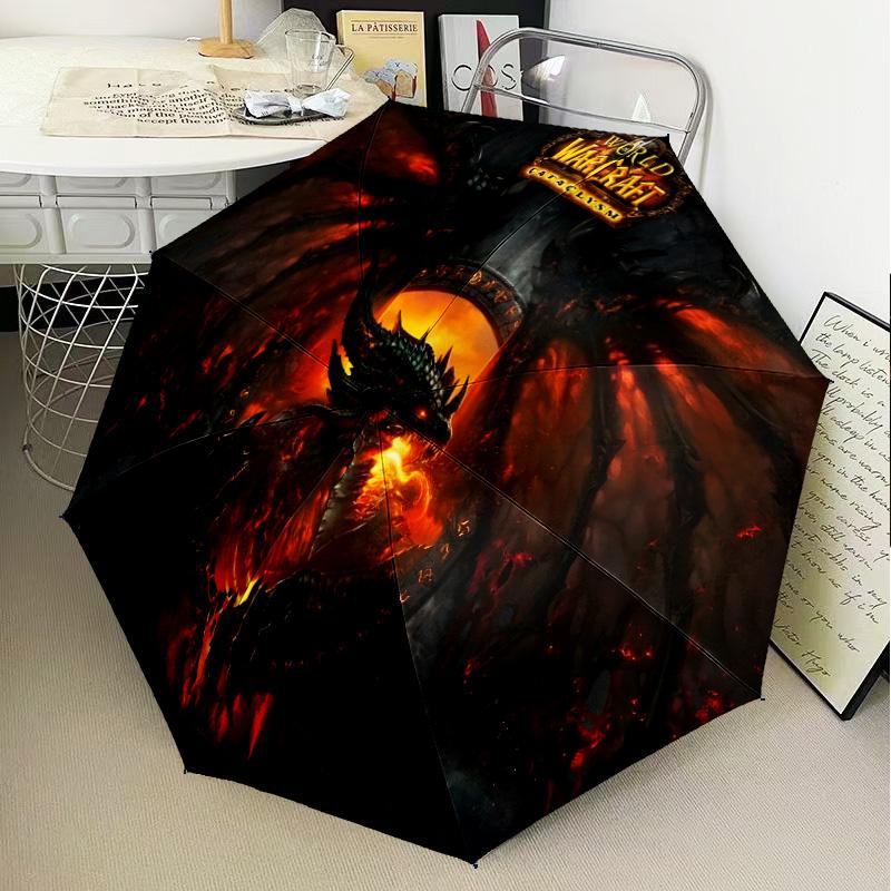 Dragon's Fiery Warcraft game Automatic Folding Umbrella - 8-Rib Travel Umbrella with Auto Open/Close & Portable Gifts for holidays or birthdays