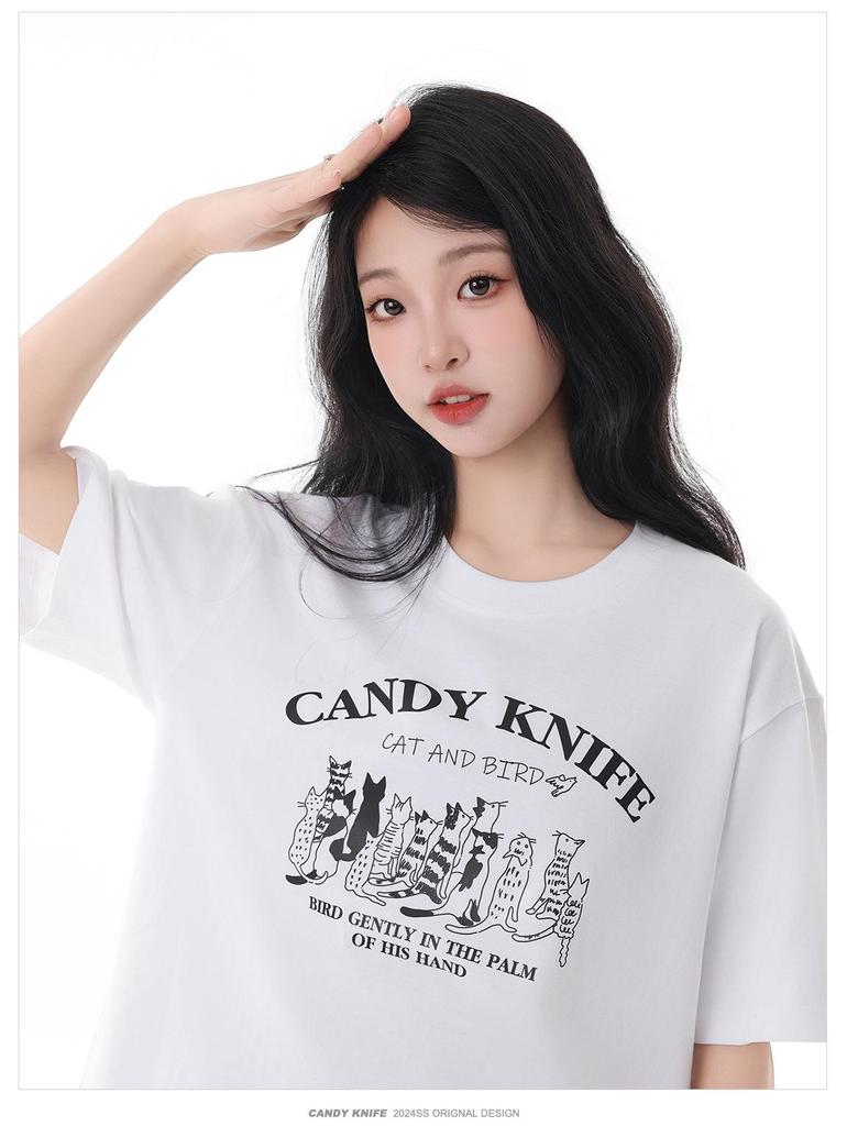 Hong Kong-Inspired Korean High-End White Short-Sleeve Women's Versatile Age-Reducing T-Shirt