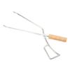 Fire Pit Tongs Heavy Duty Stainless Steel Lengthen Widen Thicken Beech Wood Handle Fire Tongs for