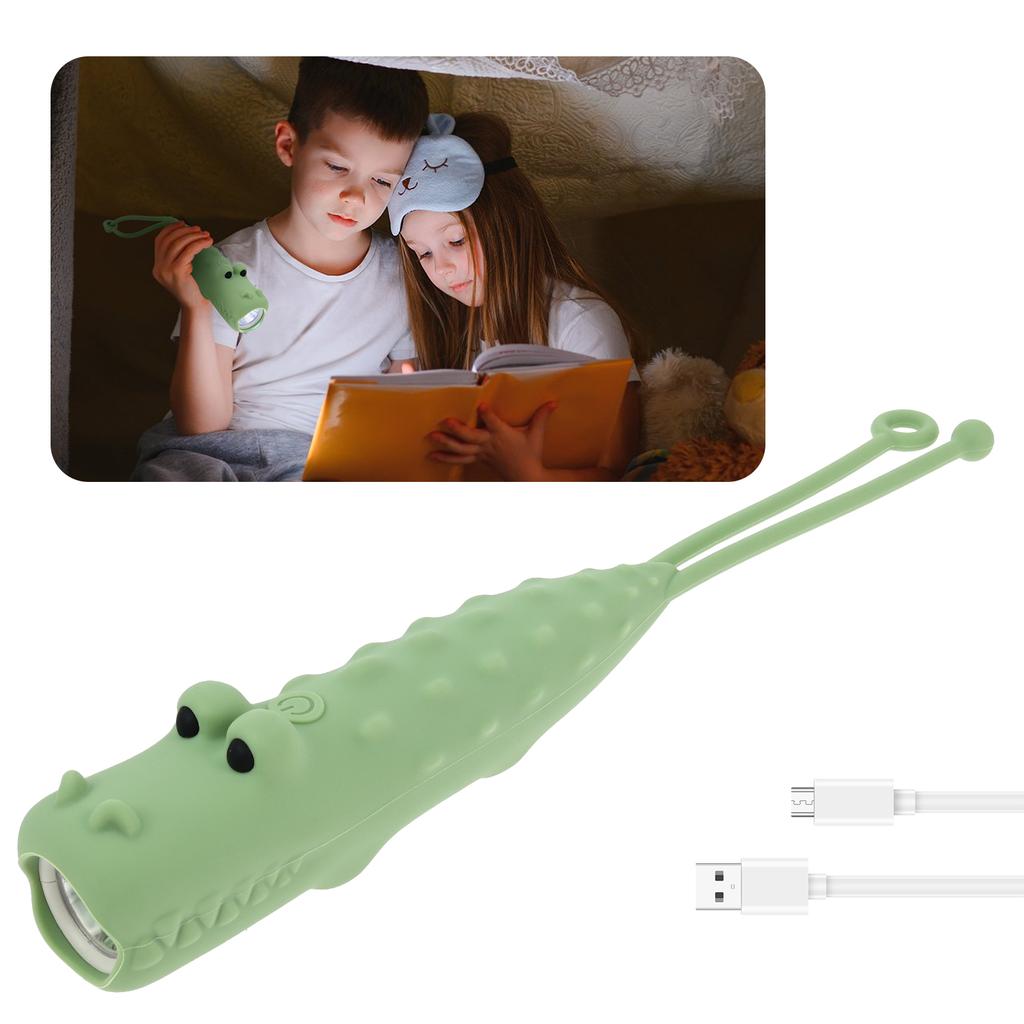 1Pc LED Flashlight USB Rechargeable Silicone Dimmable Flashlight Animal Hanging Night Light Bedtime Story Torch for Outdoor Home