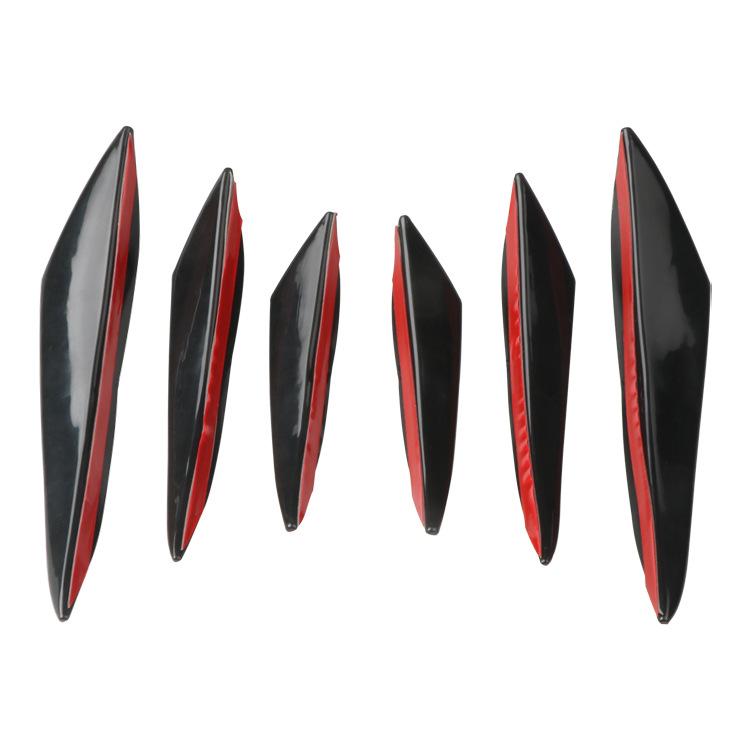 

6pcs Car modification spoiler with carbon wire pattern universal crescent shaped spoiler, front bumper, side skirt spoiler parts