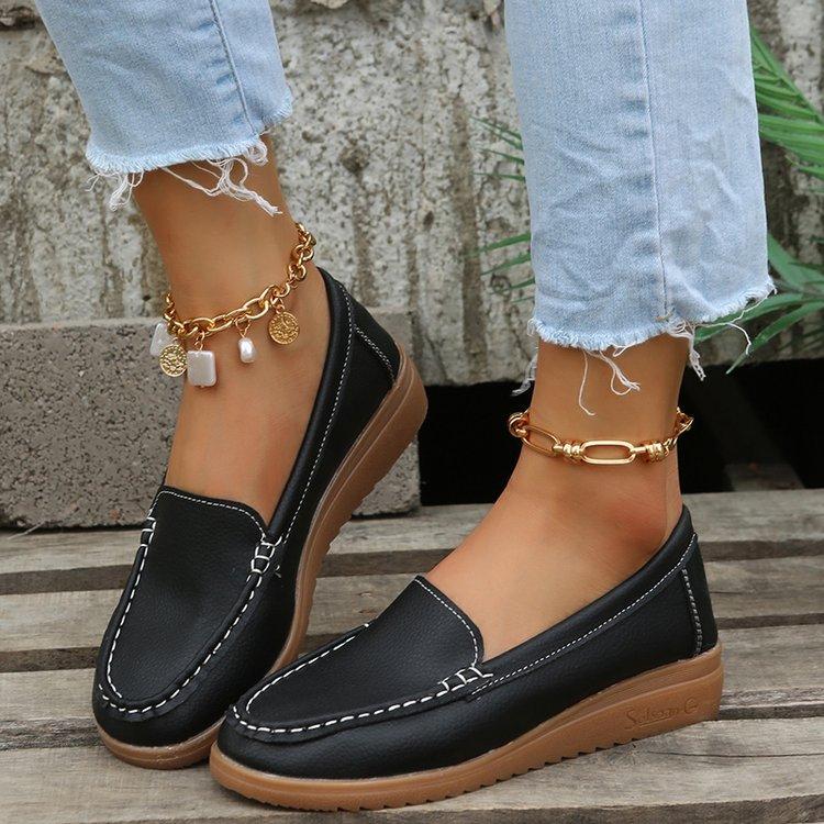 2025 New Foreign Trade Flat-bottomed Casual Single Shoes Soft Sole Soft Surface One-pedal Round Head Simple Mother Shoes