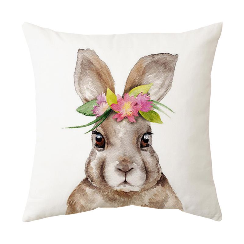 Easter Bunny Cartoon Cushion - Hand-painted Creative Sofa Back Pillow