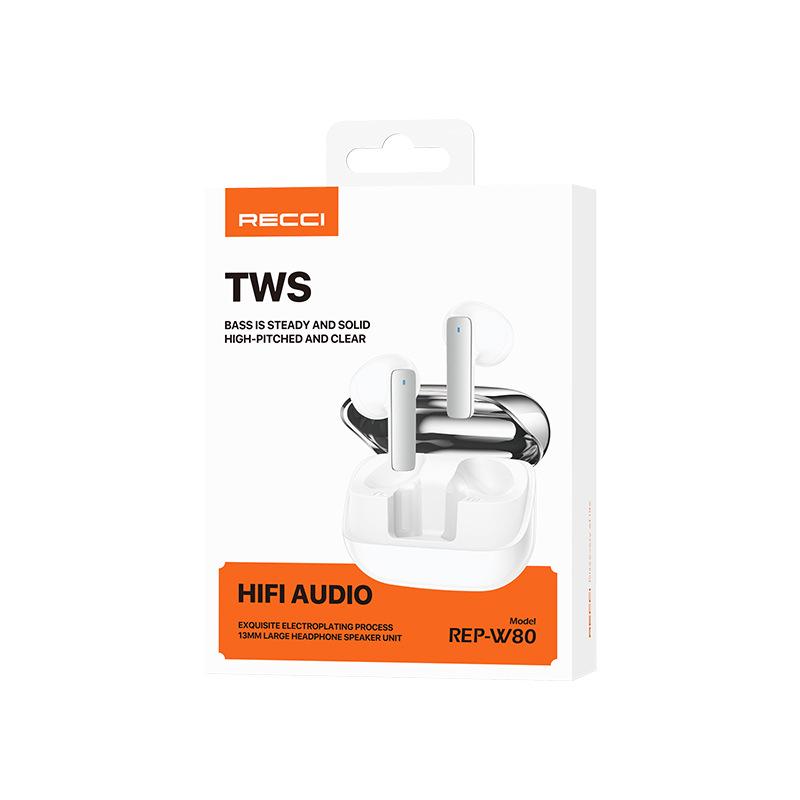 Recci REP-W80 True Wireless Bluetooth Semi-in-ear Earphones - High-Quality Sound TWS