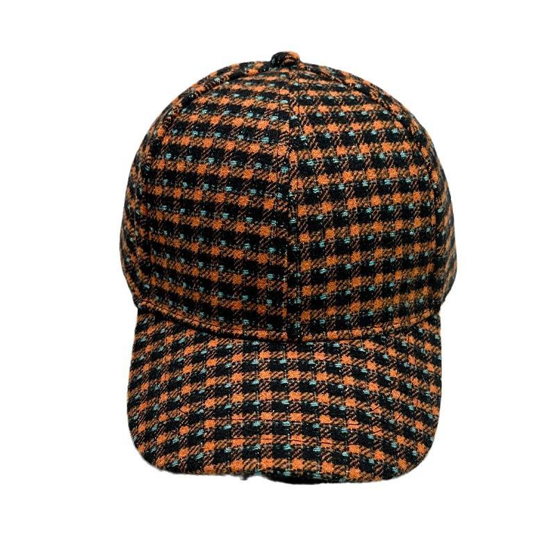 Woolen Plaid British Style Retro Baseball Cap Men And Women Personality Autumn And Winter Warm Fashion Versatile