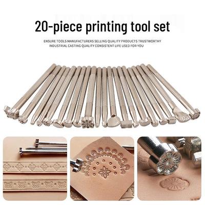 20dílná DIY sada nástrojů na kožené řezbářství a ražení