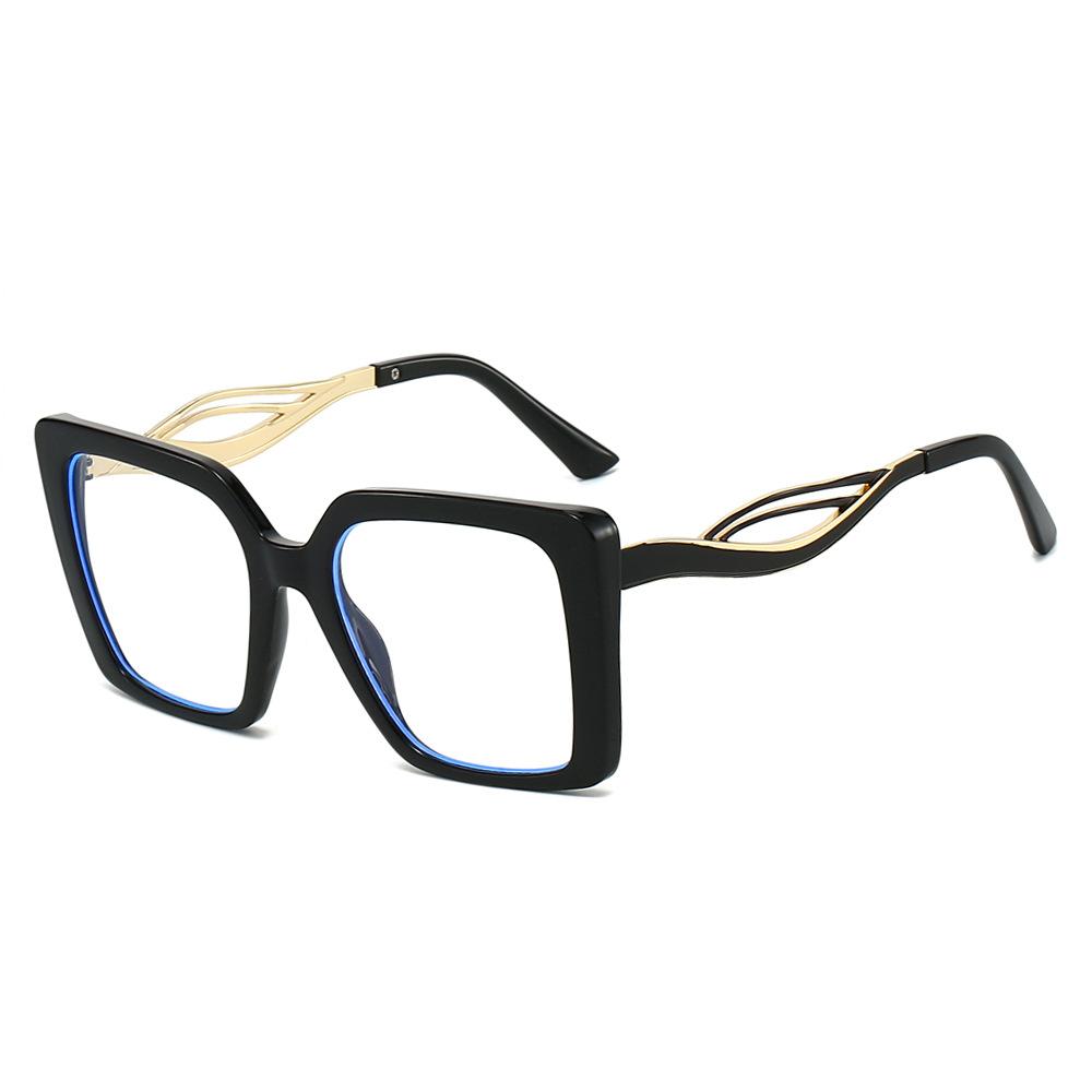 Retro Square Leopard Print Gradient Anti Blue Light Women Glasses Hollow Temple Design Anti Radiation Men Trendy Casual Glasses