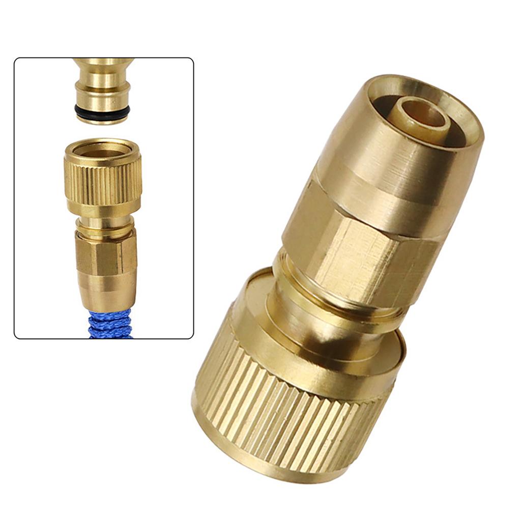 2pcs Brass Quick Connectors Water Hose Quick Connect Fittings for Expandable Garden Hose & Water Hose Repair Adaptor
