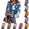 Women's Casual Fashion Round Neck Easter Print Three-Quarter Sleeve Ribbed Top