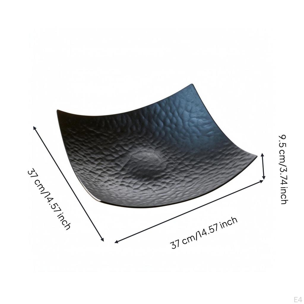 Aluminum Tray with Hammered Surface | Curved Upturned Edges, Shallow BowlLike Form, Square