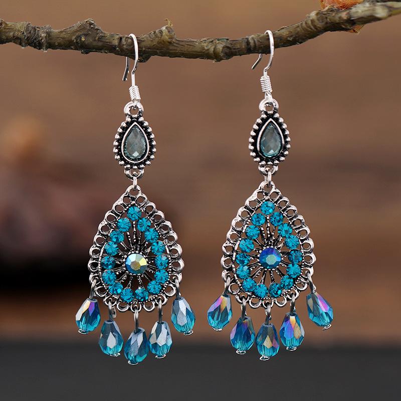 Ретро двор кристалл длинные серьги с бахромой женственность универсальные серьги для личности модные серьги