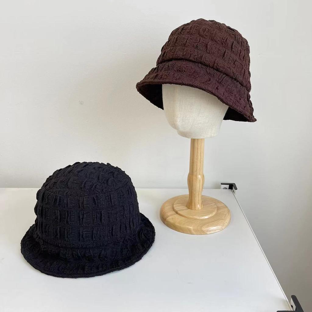 Internet Celebrity Pleated Seersucker Fisherman Hat Children Spring and Autumn Ins Retro Fashion Versatile Texture Basin Hat