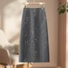 Sequined Woolen High-Waist Straight Skirt for Women
