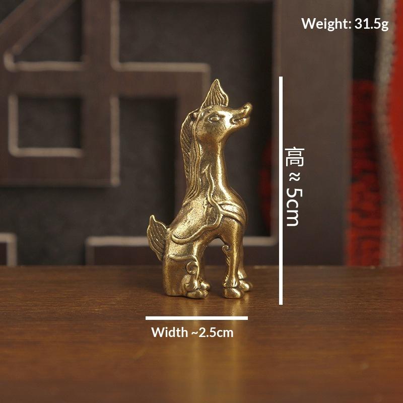Brass Small Statue Desktop Ornament Chinese Mythical Beast Figurines Retro Home Feng Shui Decorations Crafts