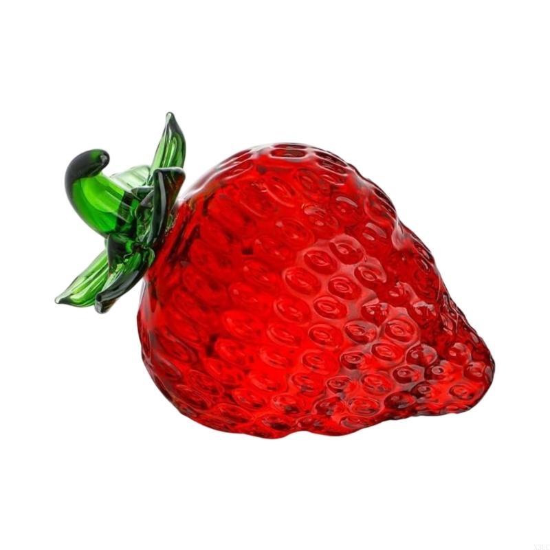

Realistic Artificial Fruit Paperweight Miniature Glass Fruit Figurine for Living Room Decoration Tabletop Shelf Display X3UC земляничный
