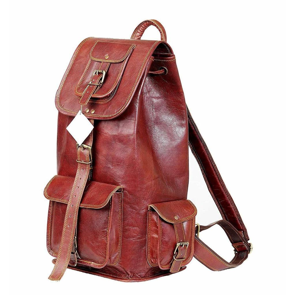 Velký pánský vintage batoh z pravé kozí kůže cestovní batoh na notebook Gym Bagc